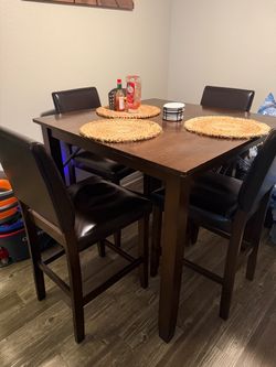 5-Piece Counter Height Dining Table Set – Dark Brown