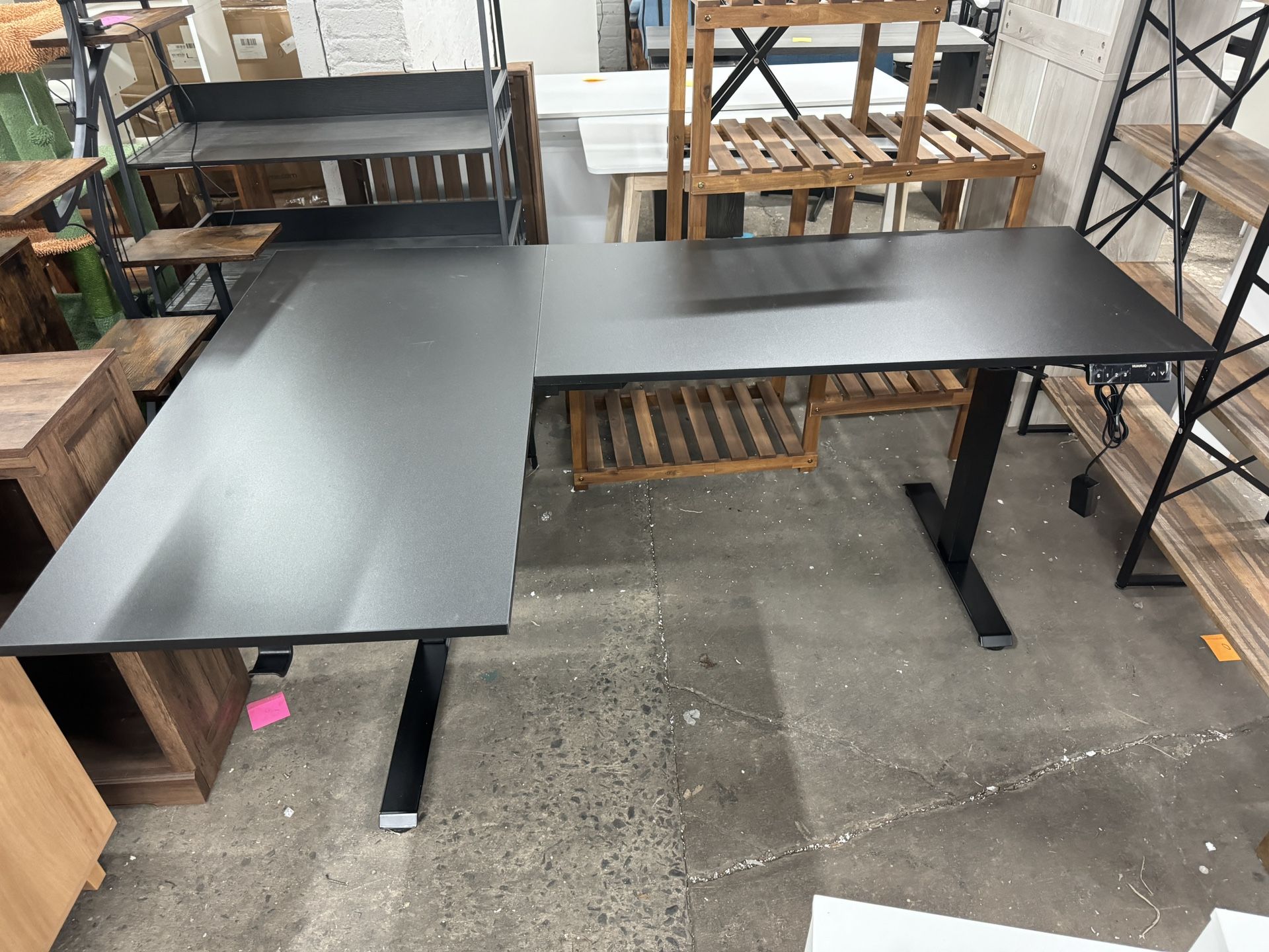 HUANUO 71 x 48 inch Dual Motor L Shaped Electric Standing Desk with 3 Preset Heights, Electric Height Adjustable Computer Table, 2 Hooks & Cable Tray,