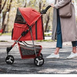 Red Dog/Cat Stroller - M $60 Obo