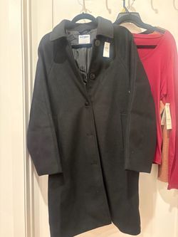 Old Navy Black Button-Front Wool Coat