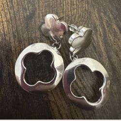 New Macys Silver Clover Earrings