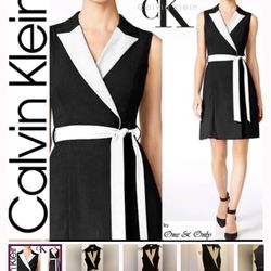 Calvin Klein White And Black  Cocktail Dress 