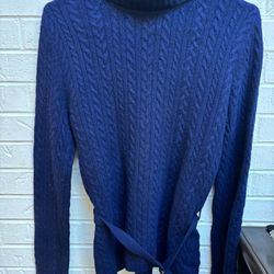 Lauren Ralph Lauren Preowned Women’s Navy Merino Wool Tunic Sweater Size M