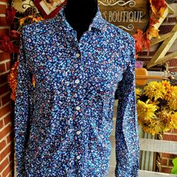 SO Button Up Blue Floral Shirt 