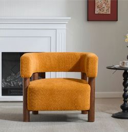$165!!🔥 BRAND NEW Bouclé Accent Chair – Ginger / Mustard Gold – FULLY ASSEMBLED