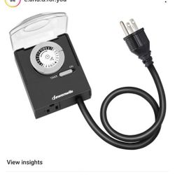 24-Hour Mechanical Light Timer with 2ft Long Cord, Waterproof Electrical Timer with Grounded Outlet, Plug in Timer Switch for Christmas Lights, 15A, 1