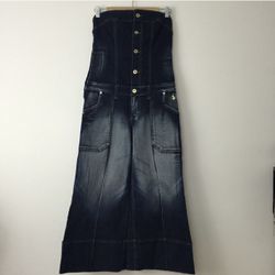 BABY PHAT Vintage Y2K Bratz Vibes Strapless Denim Flare Wide Leg Jumpsuit