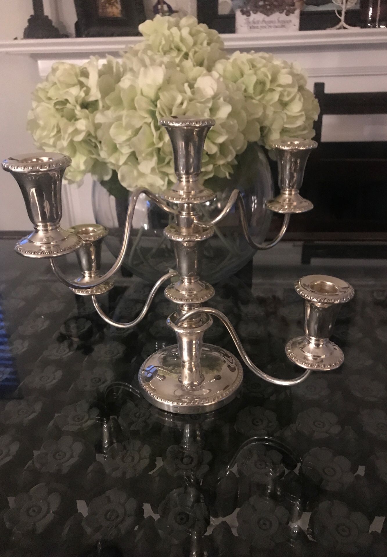 Sheffield silver plated 3 candelabra. Made in USA