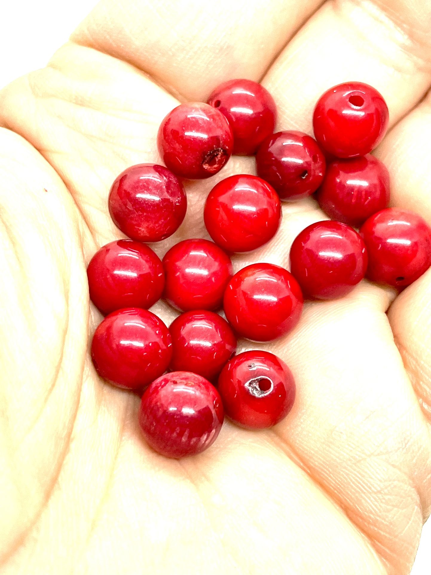 Lot Of 44 Red Coral Beads