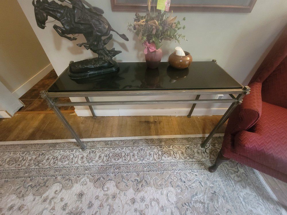 Wrought Iron And Marble Sofa Table And End Table 