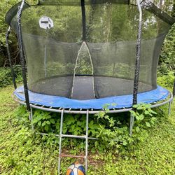 FREE Trampoline with Safety Net and Basketball Hoop