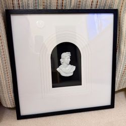 Classical Apollo bust wall art in black frame