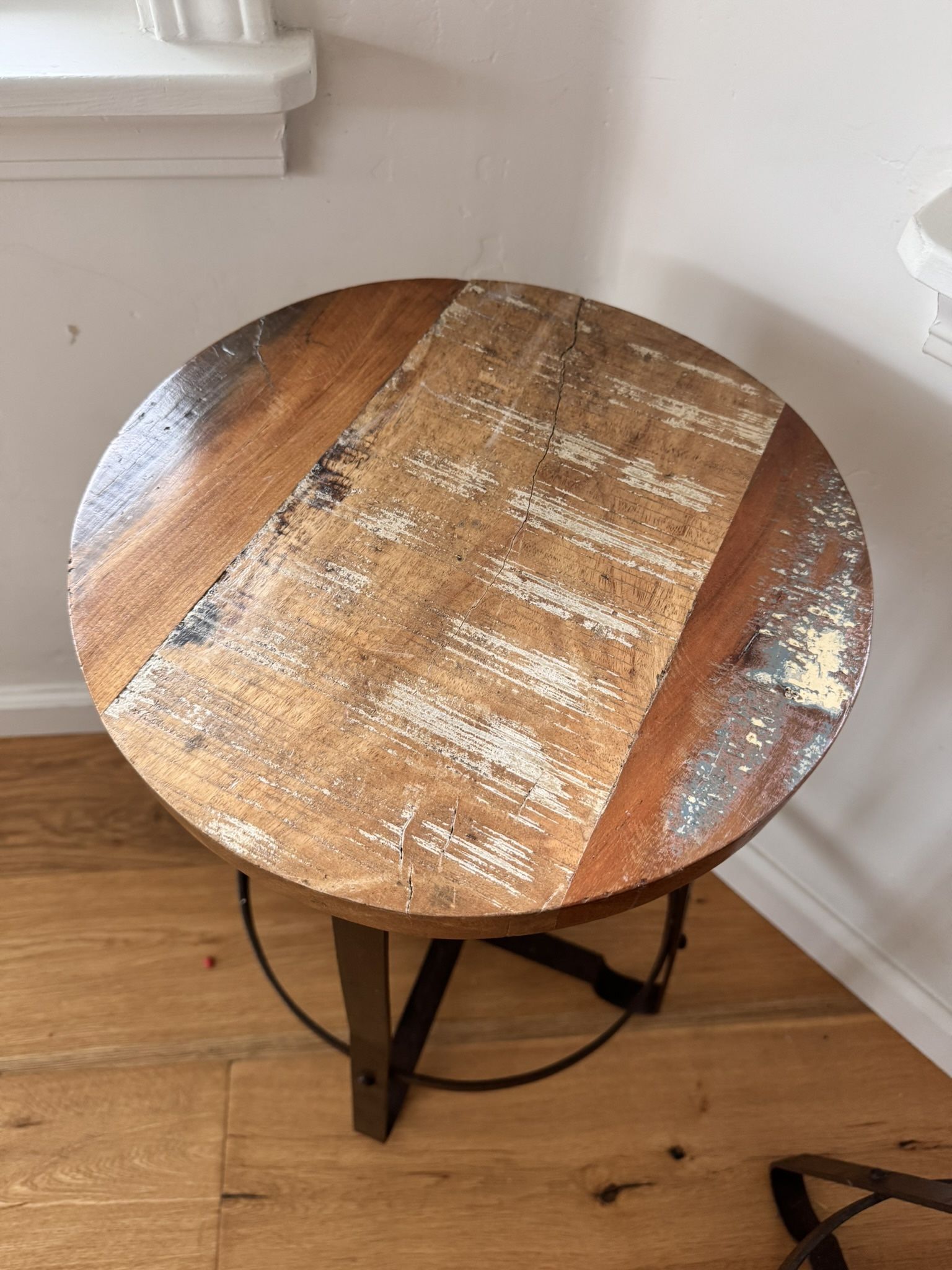 3 Wood and Steel Stools