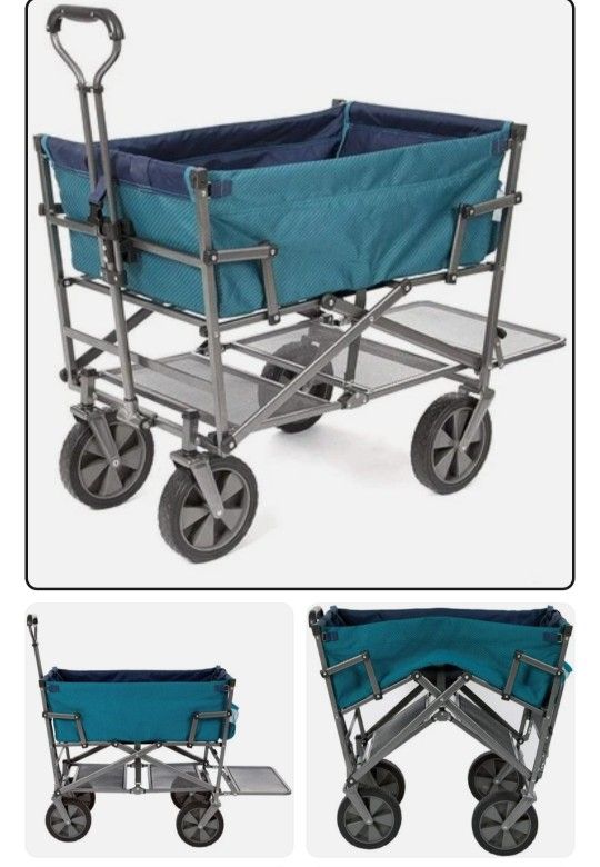MacSports Double Decker Wagons Carts Heavy Duty Foldable Outdoor Teal. Used. In good condition. Please look at the pictures about the condition.