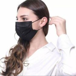 Face Masks 100 Black Disposable 3-ply
