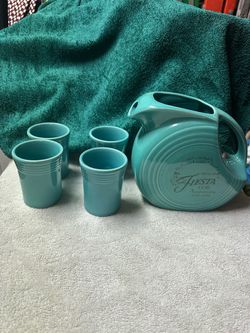 Fiestaware 60 th Anniversary pitcher and 4 tumblers