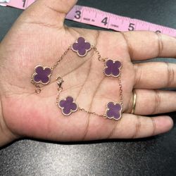 7.5” Van Cleef Inspired Bracelet, 925 Sterling Silver, Rose Gold Vermeil 