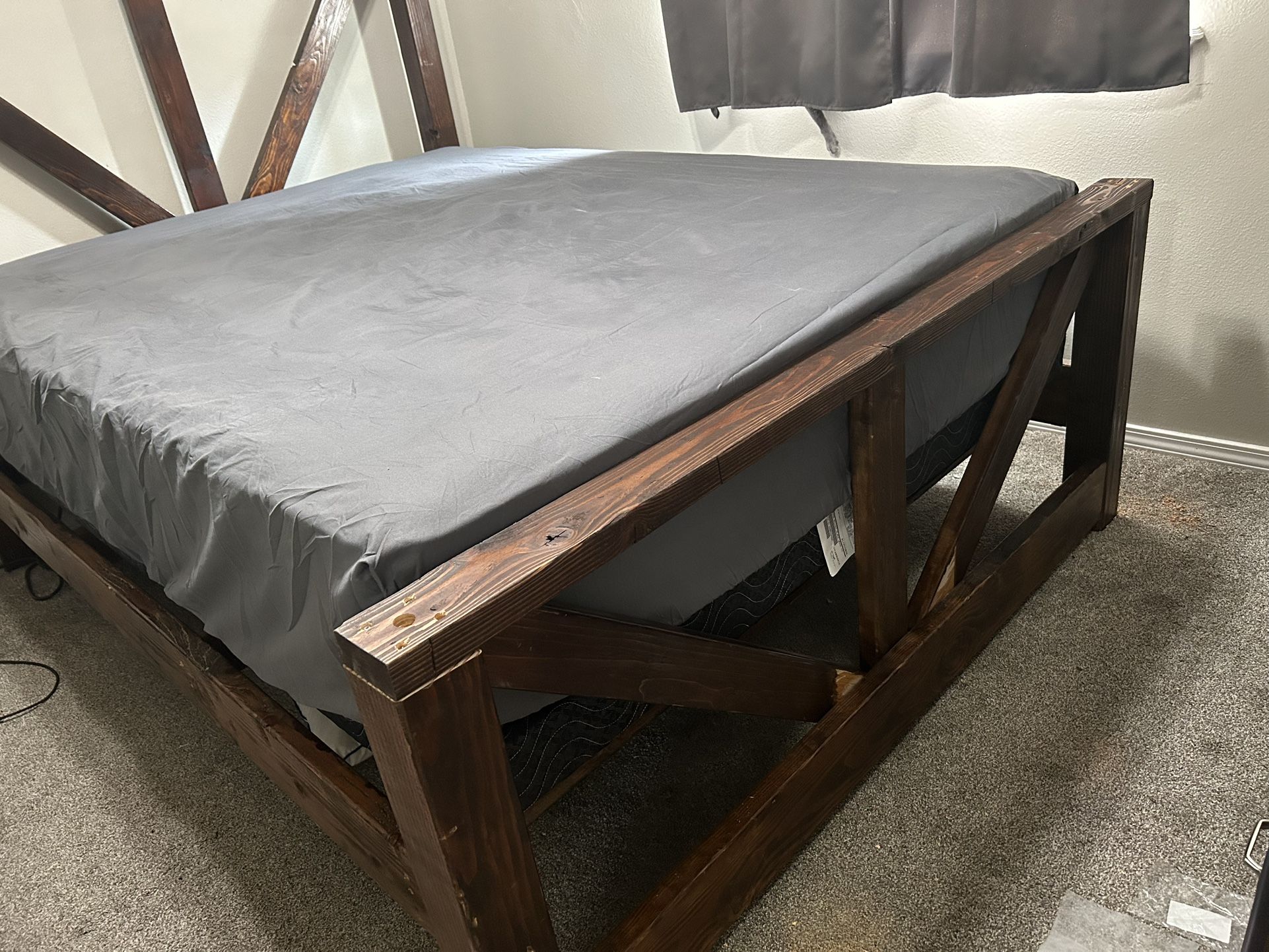Queen Bed , Box Spring And Bed Frame 
