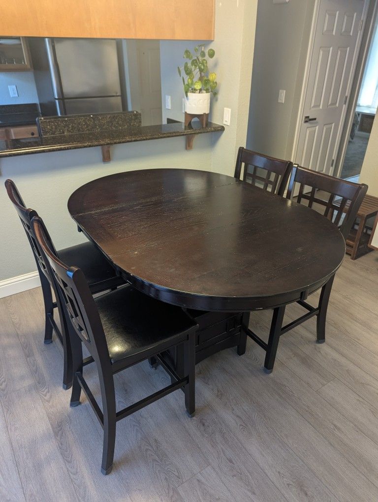 Espresso Brown Dining Table Set With 4 Chairs (Pickup Only)