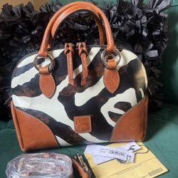 Dooney & Bourke Zebra Vacchetta Leather Domed Satchel Retails $398