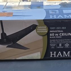Hampton Bay Industrial 60 in. Indoor/Outdoor Black Ceiling Fan with Wall Control, Downrod and Powerful Reversible Motor
New open box 3 blade indoor / 