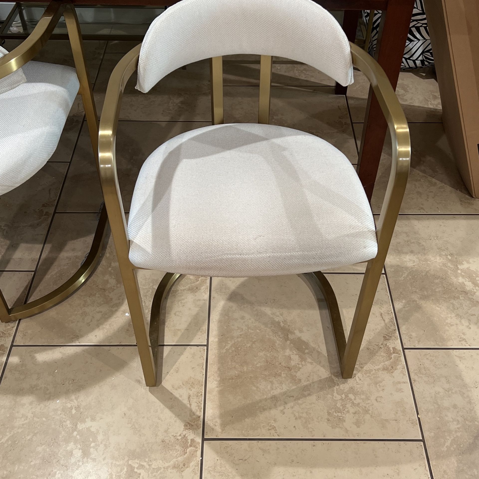 Dining Chair  (4) Gold  And White
