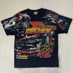 VTG Nascar Texaco Chevron Havoline Well Oiled Machine All Over Print T Shirt L