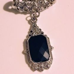 Victorian Silver Pendant With Black Stone