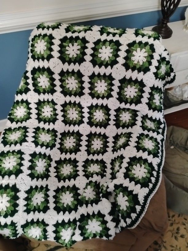 Green And White Afghan