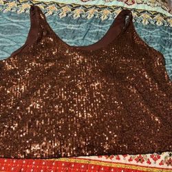 Plus Size Sequin Crop Tank Top