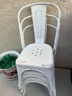 White metal chairs