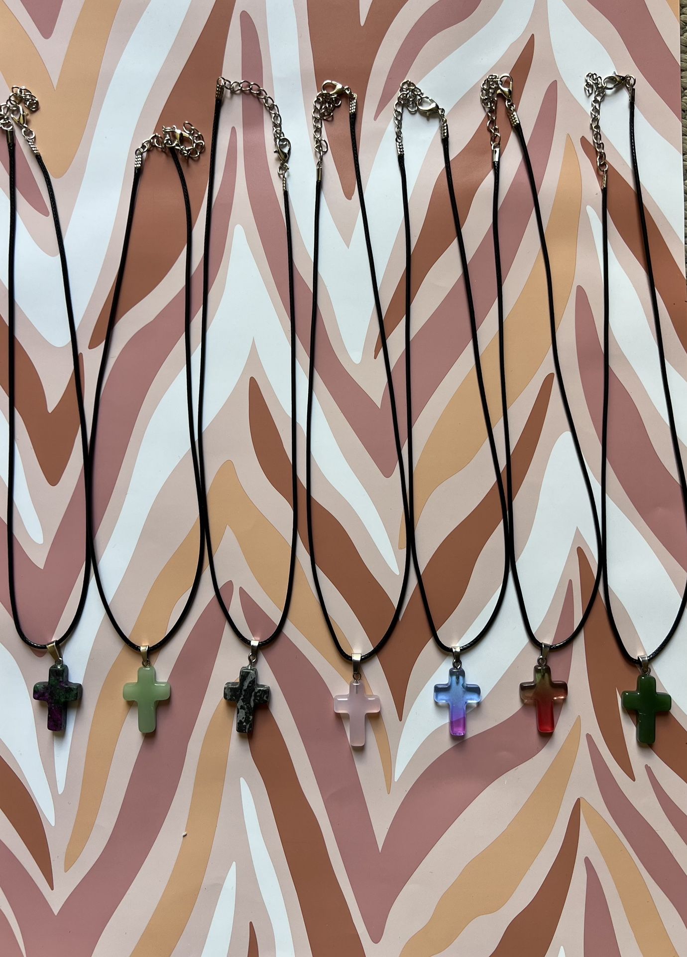Crystal/glass Cross Pendant Charm Necklaces