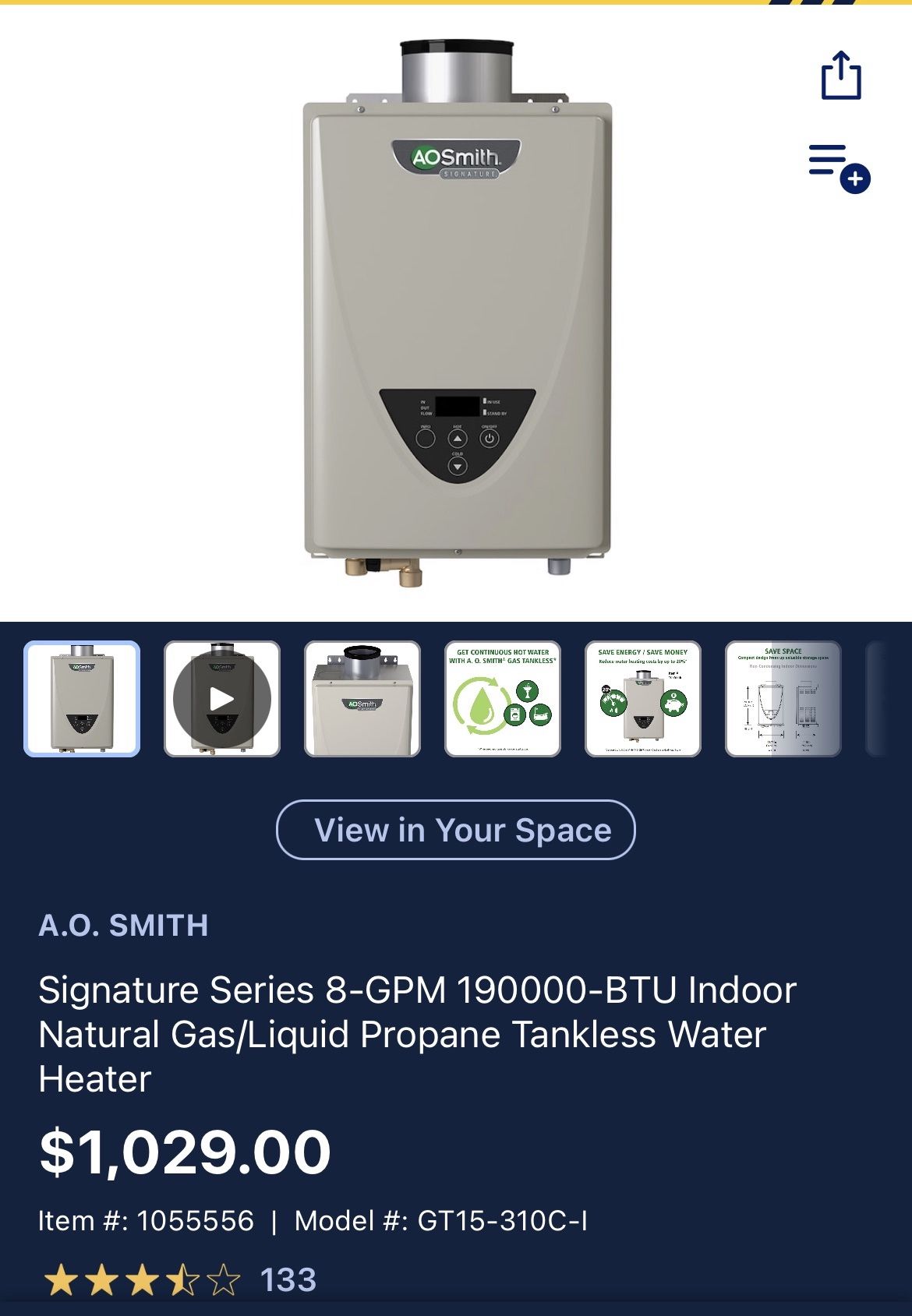 A O Smith Gas Tankless Water Heater for Sale in Charlotte, NC - OfferUp