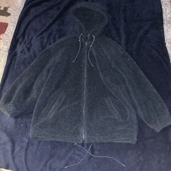 Vintage Forecaster Sport Sherpa / Thick black fleece zip up hoodie