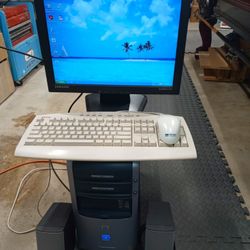 Computer, Monitor, Speakers, Keyboard, Mouse