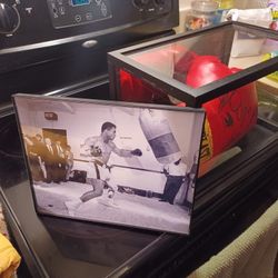 Muhammad Ali (Cassius Clay) Picture and Autographed Everlast Glove with A few boxers signed.