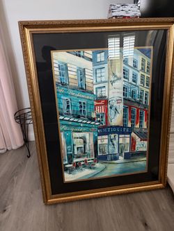 Framed Paris Street Scene Art Print