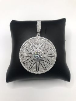 925 Sterling Silver 7.30CT MOISSANITE Round Men’s Pendant 