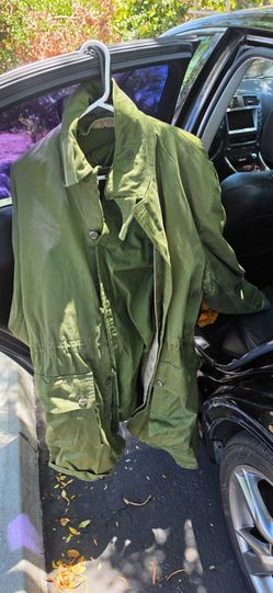 Green military coat