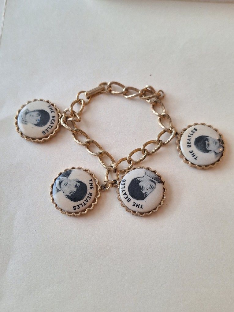 Vintage 1960s The Beatles Charm Bracelet NEMS ENT LTD John Paul George Ringo