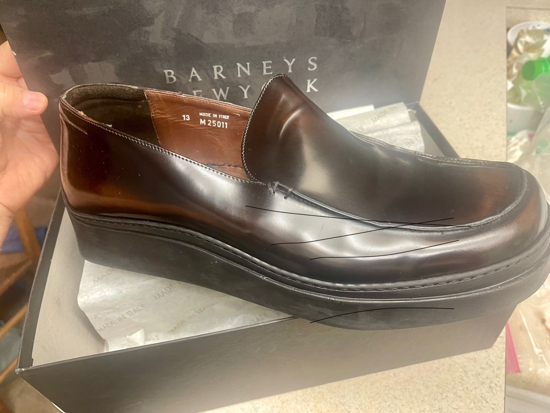 New VINTAGE Italian slip on leather mens dress shoes sz13