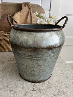 Galvanized planter with liner $15