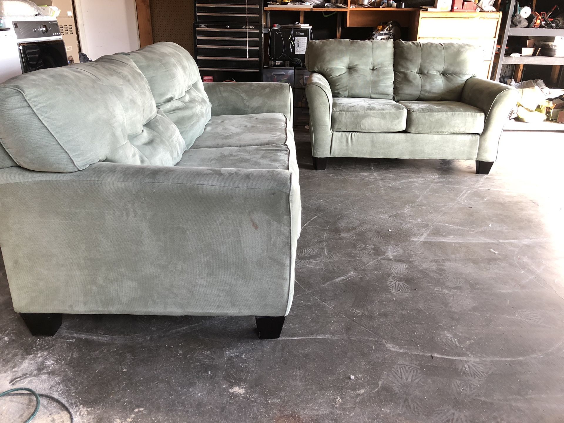 Gorgeous seafoam colored couch & loveseat