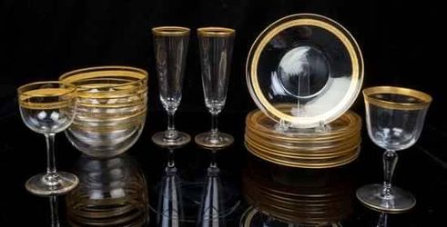 Vintage Gold Encrusted Crystal Set of 6, 24 Pieces