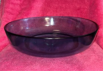 Thick Large Heavy Blue Glass Centerpiece Fruit Punch Salad Pasta Serving Bowl 13.5” x 3.5”