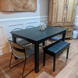 Six Piece Dining Table + Chairs & Bench
