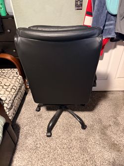Black Leather Office Chair with Wheels