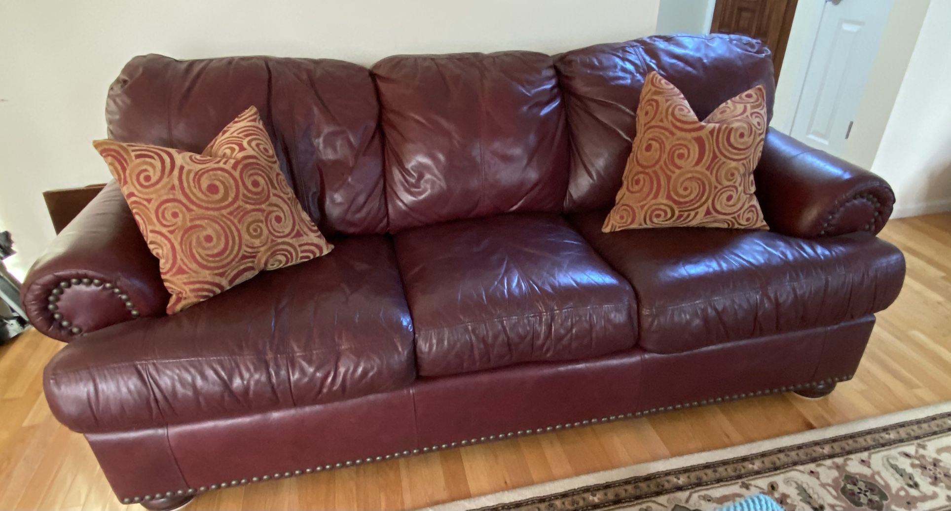 Leather Couch, Chair & Ottoman
