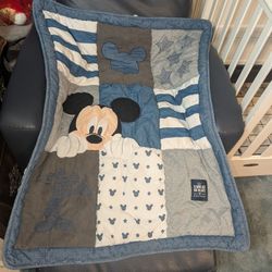 Mickey Mouse Crib Blanket And Diaper Holder