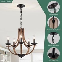 NEW RUSTIC CANDLE CHANDELIER 